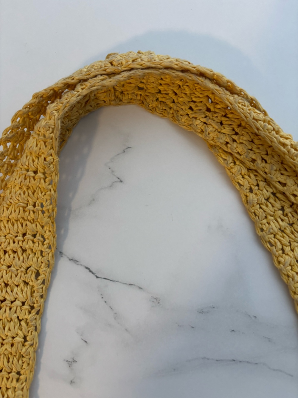 Yellow Crochet Shoulder Bag with Blue Flower Accent - Picture 4 of 5